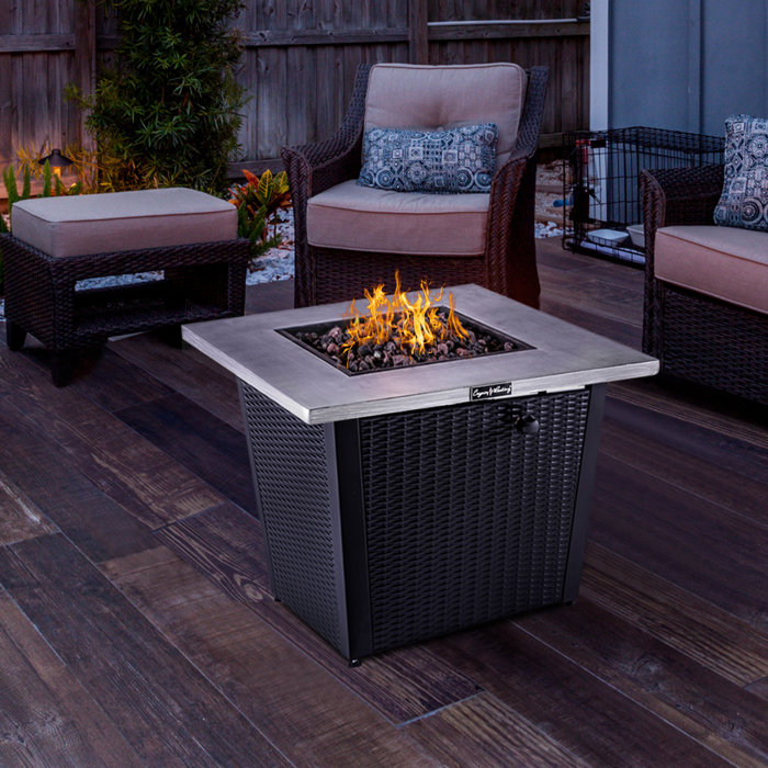 Home Adores Table de foyer d'extérieur au propane en acier H 25 po x l